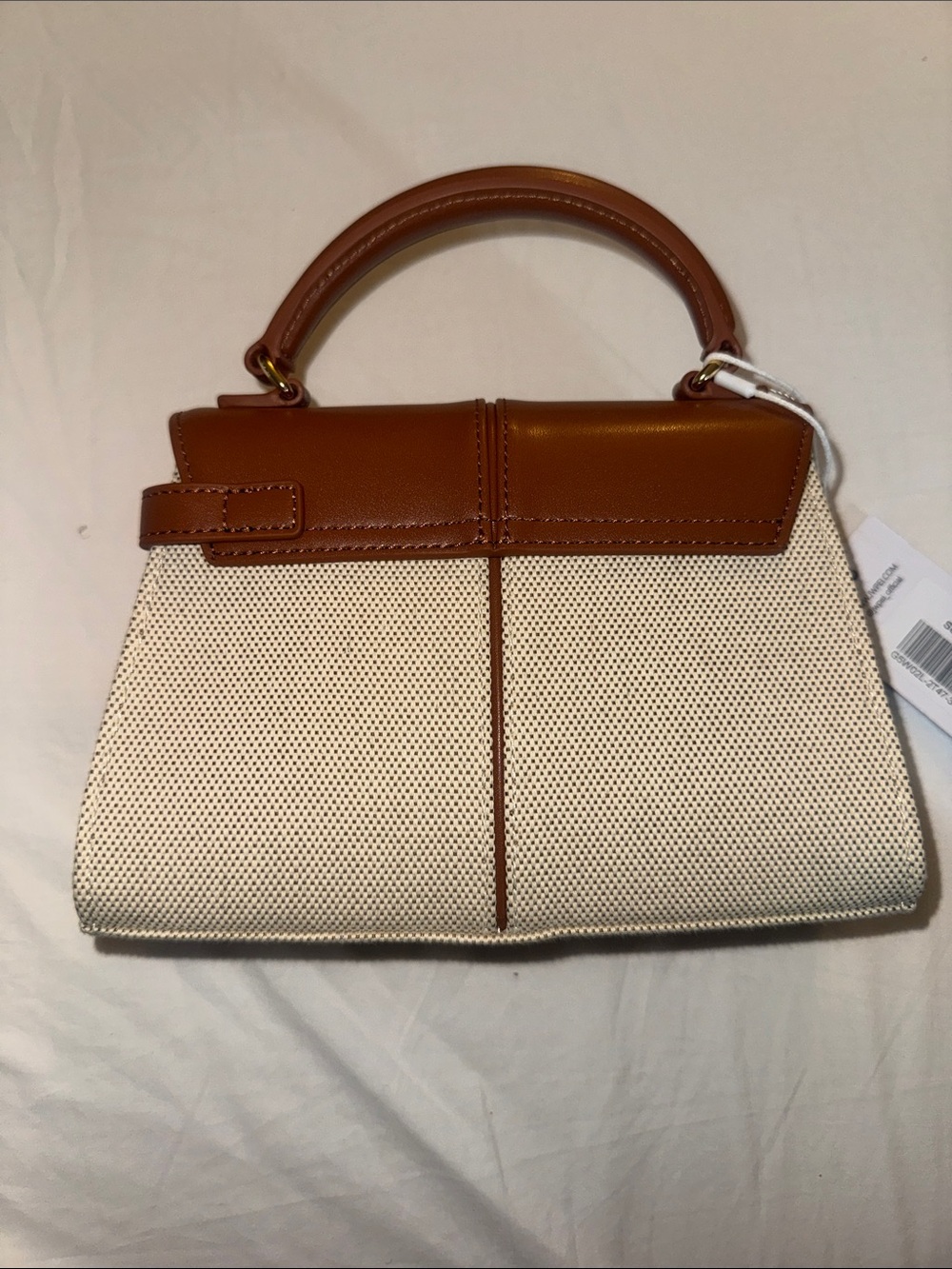 JW PEI Cream Canvas Satchel with Tan Leather Trim - Picture 2 of 4
